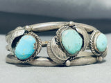 Unforgettable Vintage Native American Navajo Pilot Mountain Turquoise Sterling Silver Bracelet-Nativo Arts