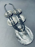 200 Grams Huge Vintage Native American Navajo Concho Sterling Silver Turquoise Necklace-Nativo Arts