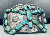 Early 1900's Vintage Native American Navajo Carico Lake Turquoise Sterling Silver Bracelet-Nativo Arts