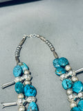 Superior Native American Navajo Signed Blue Diamond Turquoise Sterling Silver Squash-Nativo Arts