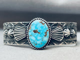 Important Red Mountain Turquoise Vintage Native American Navajo Sterling Silver Bracelet-Nativo Arts