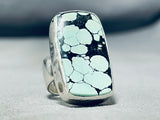 Stunning Native American Navajo Green Waterweb Turquoise Sterling Silver Immense Ring-Nativo Arts