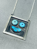 Important Happy Face Vintage Native American Navajo Turquosie Sterling Silver Necklace-Nativo Arts