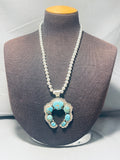 Jaws To The Floor Vintage Native American Navajo Turquoise Naja Sterling Silver Necklace-Nativo Arts