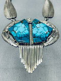 The Best Vintage Native American Navajo Two Stone Turquoise Sterling Silver Necklace-Nativo Arts