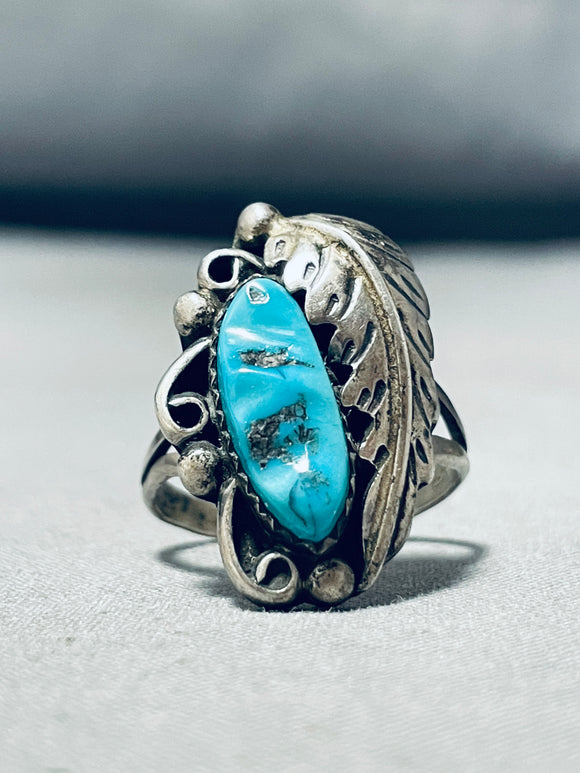 Fantastic Vintage Native American Navajo Morenci Turquoise Sterling Silver Ring-Nativo Arts