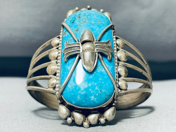 Eye Of Turquoise Vintage Native American Navajo Sterling Silver Bracelet-Nativo Arts