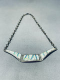 Delightful Jim Secatero Native American Navajo Synthetic Opal Sterling Silver Necklace-Nativo Arts