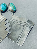 One Of The Most Unique Ever Vintage Native American Navajo Turquoise Sterling Silver Earrings-Nativo Arts