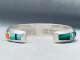 6 Inch Wrist Vintage Native American Navajo Inlay Turquoise Sterling Silver Bracelet-Nativo Arts