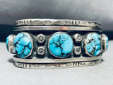 Blue Wind Turquoise!! Vintage Native American Navajo Sterling Silver Bracelet-Nativo Arts