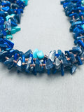 Turquoise Bear Vintage Navajo Lapis Heishi Sterling Silver Necklace-Nativo Arts