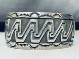 One Of The Best Vintage Native American Navajo Geomtric Wave Sterling Silver Bracelet-Nativo Arts