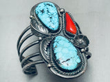 One Of Best Ever Vintage Native American Navajo Blue Diamond Turquoise Sterling Silver Bracelet-Nativo Arts