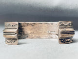Dean Dixon Vintage Native American Navajo Turquoise Sterling Silver Stamped Bracelet