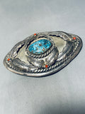 5 Inches Long 251 Grams!!! Vintage Navaj Turquoise Sterling Silver Buckle-Nativo Arts