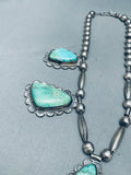 One Of The Best Ever Vintage Native American Navajo Turquoise Chunk Sterling Silver Necklace-Nativo Arts