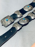 Incredible Vintage Native American Navajo Sleeping Beauty Turquoise Sterling Silver Concho Belt-Nativo Arts