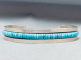 Rare Large Wrist 8 Inch Inches Turquoise Sterling Silver Inlay Bracelet-Nativo Arts