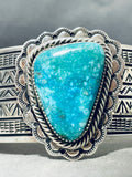 Astounding Vintage Native American Navajo Pilot Mountain Turquoise Sterling Silver Bracelet-Nativo Arts