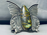 184 Grams!! Native American Navajo Green Turquoise Sterling Silver Butterfly Bracelet!-Nativo Arts