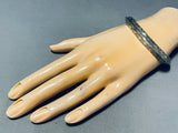 Classic Native American Navajo Signed Sterling Silver Solid Tawney Willie Bracelet-Nativo Arts