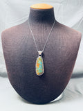 Chunky Royston Turquoise Vintage Native American Navajo Sterling Silver Necklace-Nativo Arts
