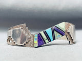 6 Inch Wrist Vintage Native American Navajo Inlay Sterling Silver Bracelet-Nativo Arts