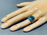 Remarkable Vintage Native American Navajo Pilot Mountain Turquoise Sterling Silver Ring-Nativo Arts