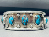 Authentic Early Deposit Bisbee Turquoise Vintage Native American Navajo Sterling Silver Bracelet-Nativo Arts
