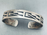 Geometric Rug Vintage Navajo Sterling Silver Hand Tooled Bracelet-Nativo Arts
