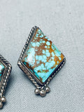 One Of The Best Vintage Native American Navajo Spiderweb Turquoise Sterling Silver Earrings-Nativo Arts