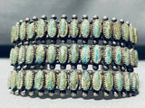 Early 1900's Opulent Vintage Native American Navajo Green Turquoise Sterling Silver Bracelet-Nativo Arts