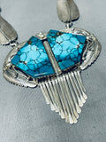 The Best Vintage Native American Navajo Two Stone Turquoise Sterling Silver Necklace-Nativo Arts