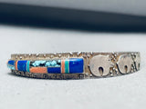 Incredibly Intricate Vintage Navajo Bear Inlay Sterling Silver Bracelet-Nativo Arts