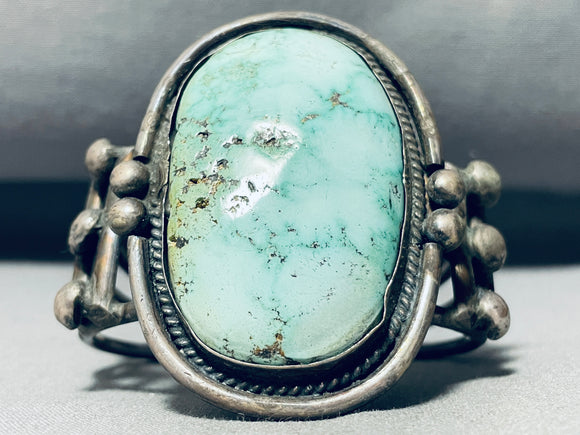 One Of Best Early Carico Lake Turquoise Vintage Native American Navajo Sterling Silver Bracelet-Nativo Arts