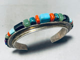 6 Inch Wrist Vintage Native American Navajo Lee Paulin Inlay Sterling Silver Turquoise Bracelet-Nativo Arts