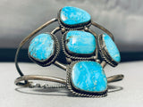 Huge Vintage Native American Navajo Turquoise Cross Sterling Silver Bracelet-Nativo Arts