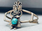 Kachina Dancer Vintage Native American Navajo Turquoise Sterling Silver Bracelet-Nativo Arts