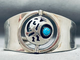 Two Sided Rotating Vintage Native American Navajo Turquoise Inlay Sterling Silver Bracelet-Nativo Arts