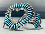 Heart Of Love Vintage Zuni Blue Gem Needlepoint Sterling Silver Heart Bracelet-Nativo Arts