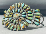 Rare Vintage Native American Navajo Blue Gem Turquoise Cluster Sterling Silver Bracelet-Nativo Arts