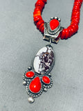 Dropdead Gorgeous Native American Navajo Coral White Agate Sterling Silver Necklace-Nativo Arts