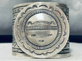 Heavy 123 Grams Native American Navajo Sun Face Sterling Silver Wide Bracelet Cuff-Nativo Arts