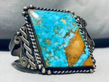 Special Piece!! One Best Samples Old Deposit Turquoise Vintage Native American Navajo Bracelet-Nativo Arts