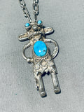 Detailed Vintage Native American Navajo Turquoise Kachina Sterling Silver Necklace-Nativo Arts