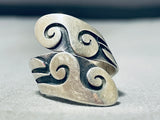 Native American Hypnotic Vintage Hopi Signed Sterling Silver Waves Adjustable Ring-Nativo Arts