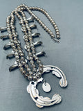 Wayne Etsitty Vintage Native American Navajo Turquoise Sterling Silver Squash Blossom Necklace-Nativo Arts