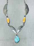 Carlin Turquoise!! Vintage Native American Navajo Sterling Silver Wings Necklace-Nativo Arts