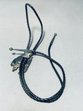 Fascinating Vintage Native American Zuni Turquoise Sterling Silver Signed Bolo-Nativo Arts